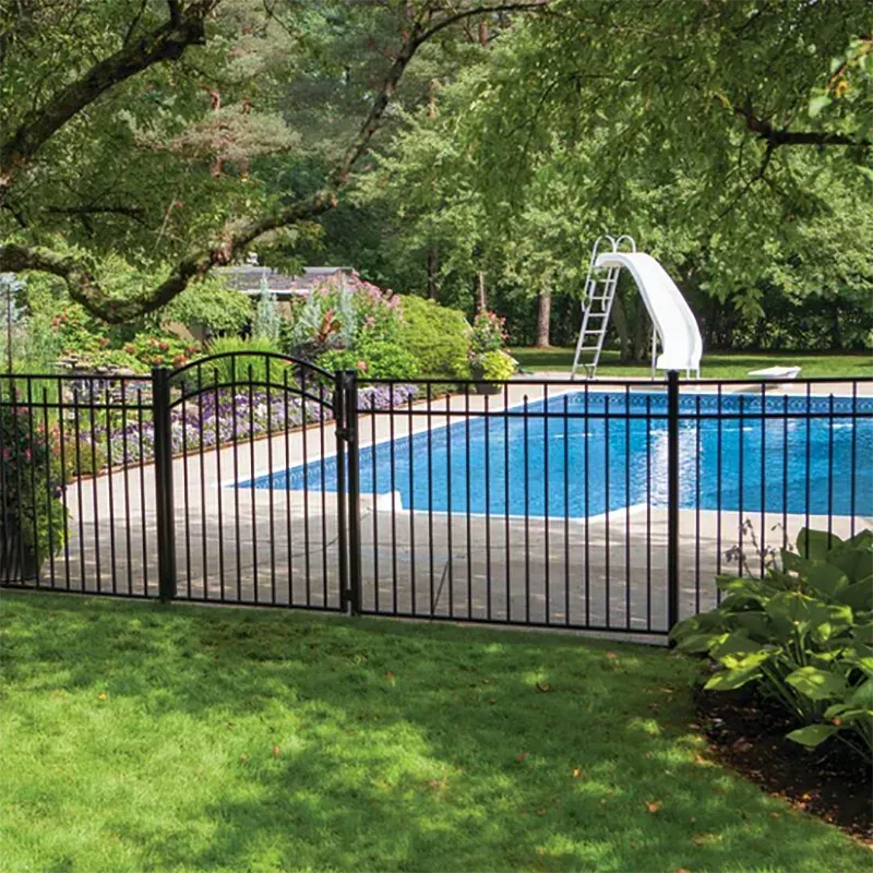 Black Aluminum Flat Top with Spear Fence Application