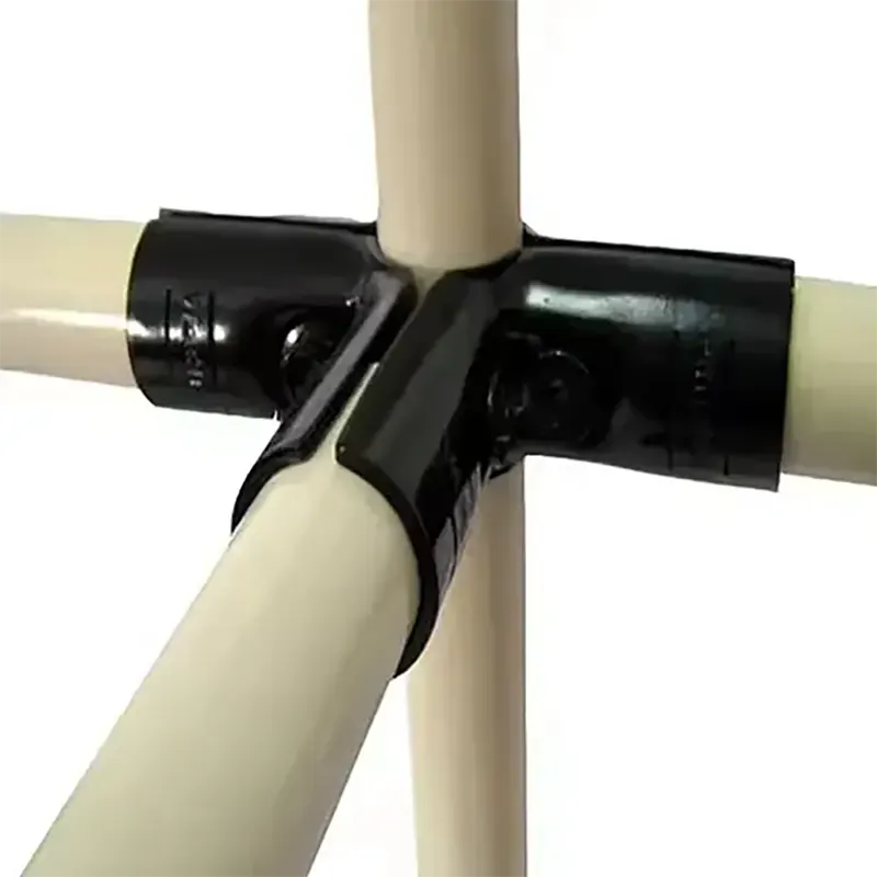 Black Fence Pipe Side Outlet Cross Application