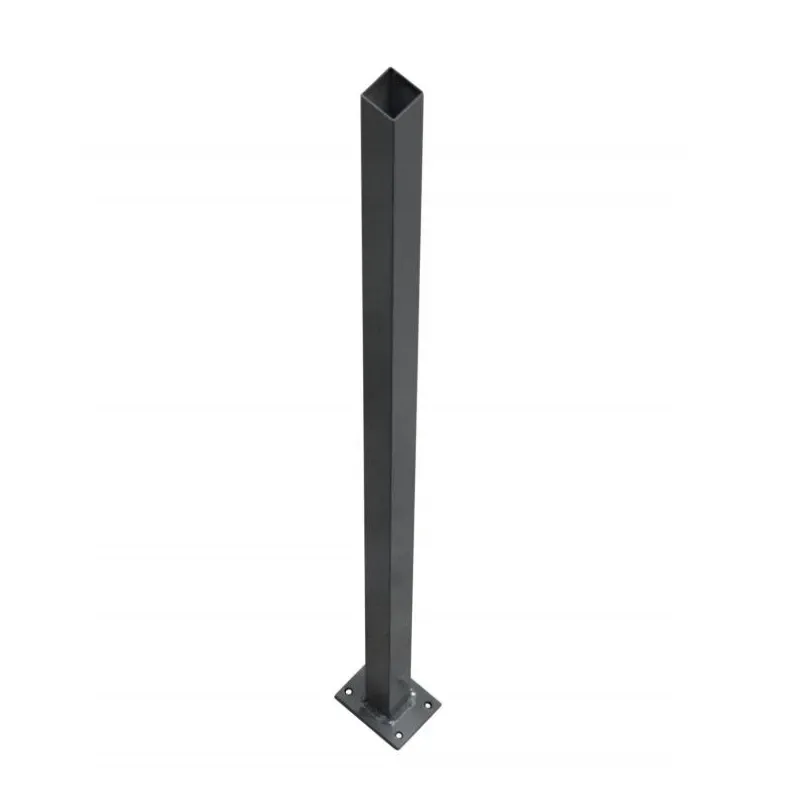 Black Flanged Steel Fence Post