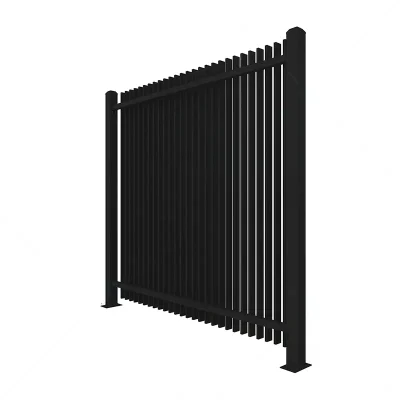 Black Metal Vertical Blade Fence Panel
