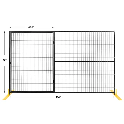 Black Powder Coated Temporary Fence Gate Size