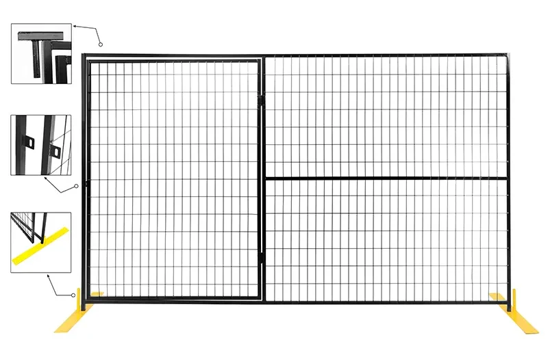 Black Powder Coated Temporary Fence Gate Detail