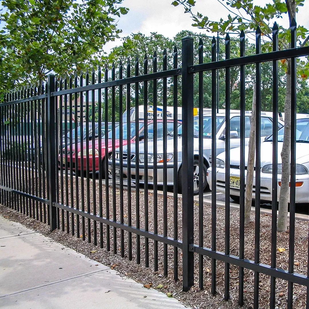 Black Universal Steel Fence Flat Mount Bracket Application
