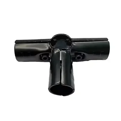 Black powder coated Fence Pipe Side Outlet Cross