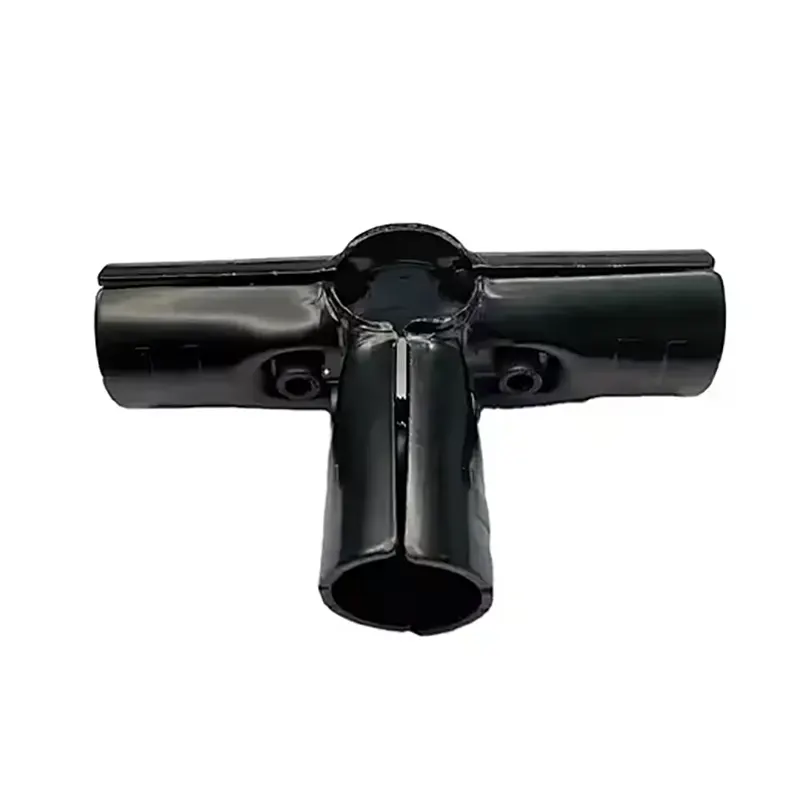 Black powder coated Fence Pipe Side Outlet Cross