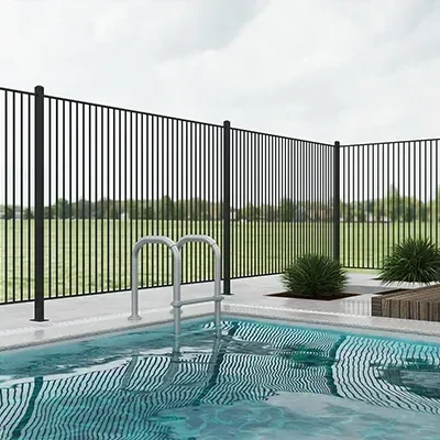 Metal Flanged Post with Pool Fence