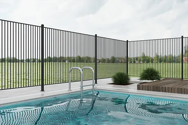 Metal Flanged Post with Pool Fence