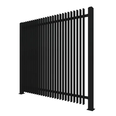 Black Metal Vertical Blade Fence Panel