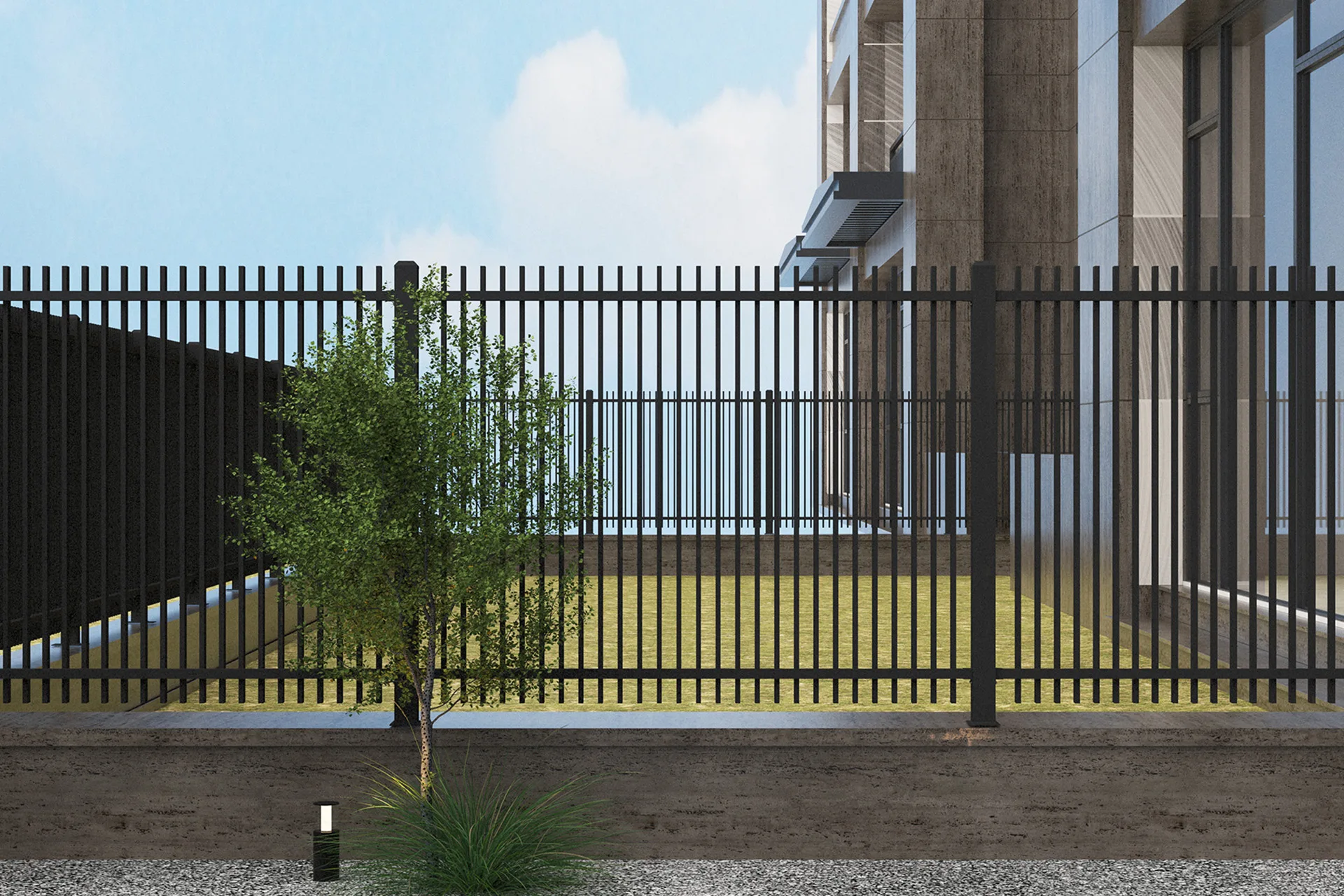 Metal Vertical Blade Fence Panel in Residential