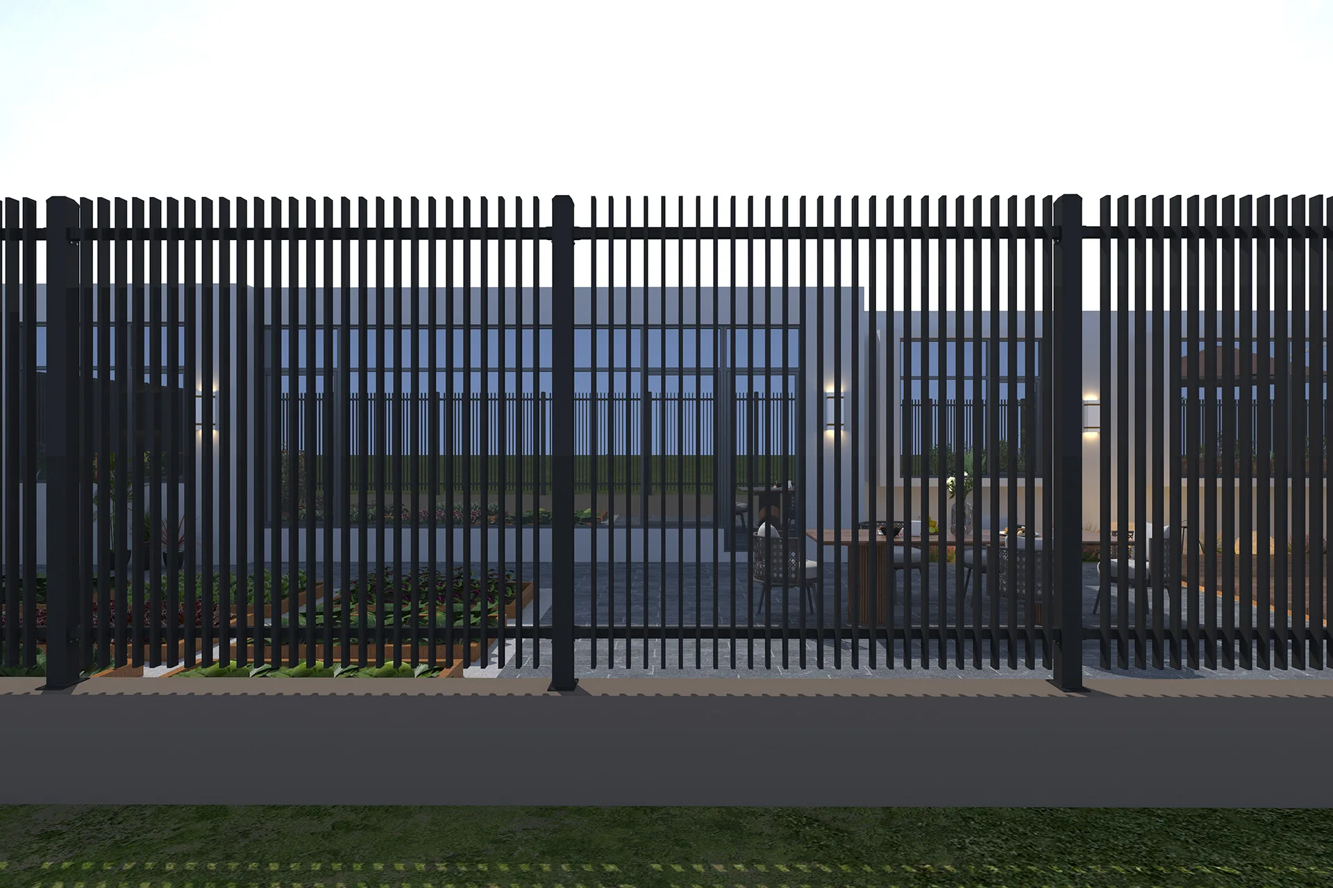 Metal Vertical Blade Fence Panel in factory