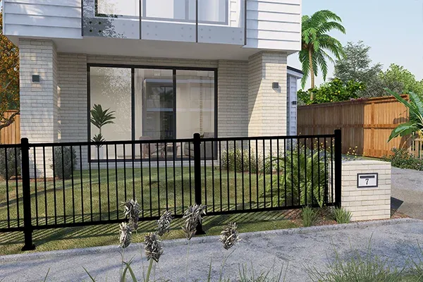 Ornamental Aluminum Flat Top Fence in yard