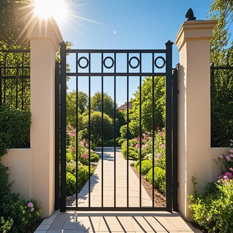 Steel Ring Top Gate in garden