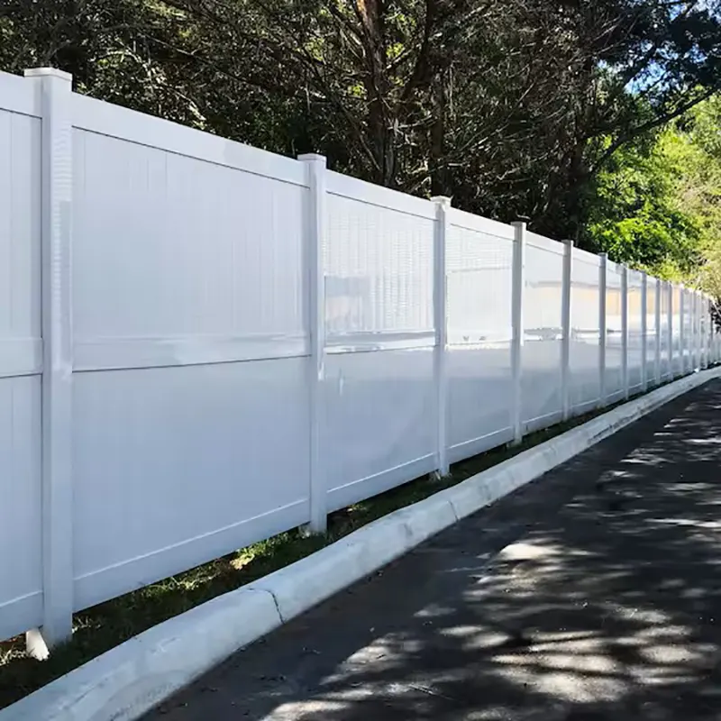 3 Rails White Vinyl Privacy Fence Panels Application