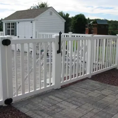 4 ft White Semi Privacy Single Vinyl Swing Gate in Residential