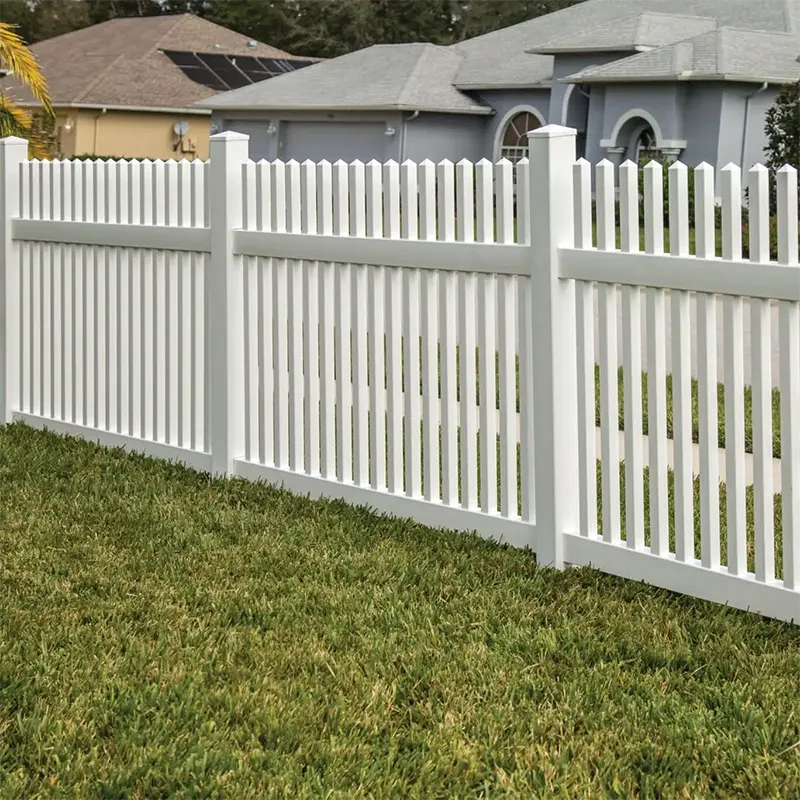 4ft White Semi Privacy PVC Panels with Straight Picket Top in residential