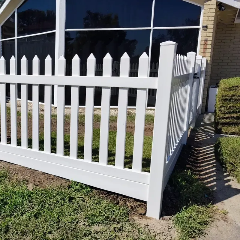 4ft White Semi Privacy Vinyl Fence PVC Panels with Straight Picket Top Application