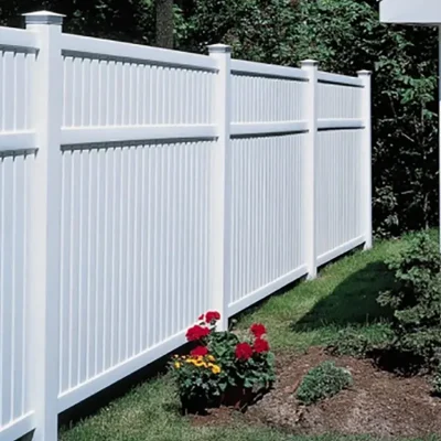 5ft Flat Top 3 Rails Semi Privacy PVC Panels in garden