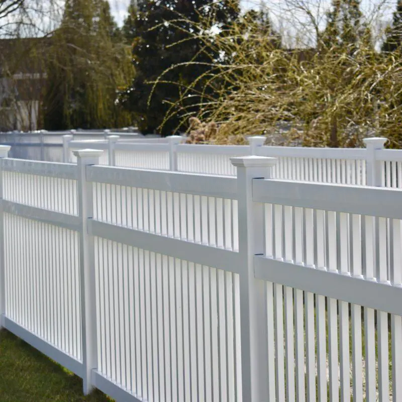 5ft Flat Top 3 Rails Semi Privacy Vinyl Fence in yard