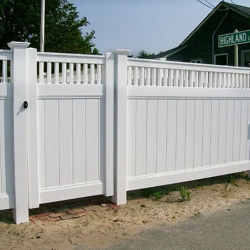 5ft Tall White Closed Vinyl Picket Privacy Fence with gate