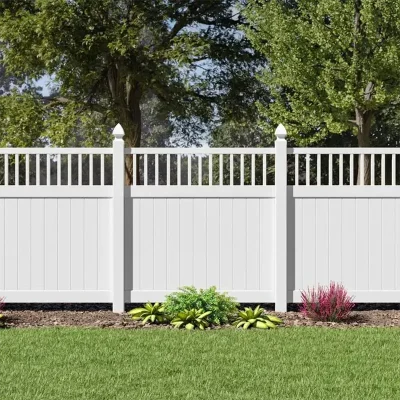 5ft Tall White Closed Vinyl Picket Privacy Fence for garden