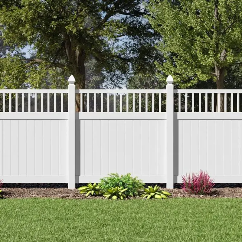 5ft Tall White Closed Vinyl Picket Privacy Fence for garden