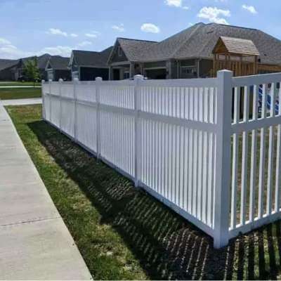 6ft Flat Top 3 Rails Semi Privacy Vinyl Fence Application