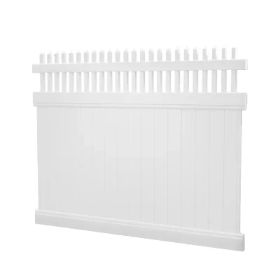 Straight Picket Top White Vinyl Privacy Fence Detail