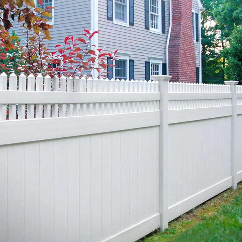 Straight Picket Top White Vinyl Privacy Fence near home
