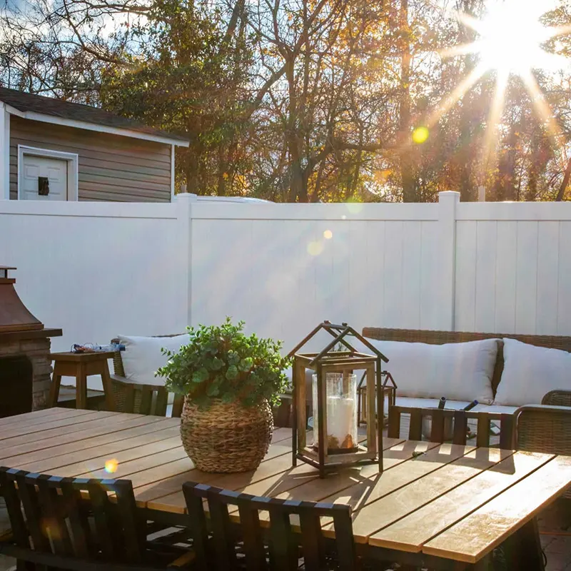 Full Privacy 2 Rails PVC Fence in Yard