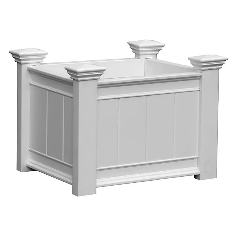 Sinotyp Rust Box Rectangle White Vinyl PVC Planter Box - Sinotop Fence