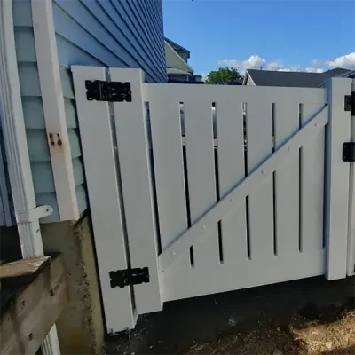Semi-Privacy White Single Swing Vinyl Gate for Doorway