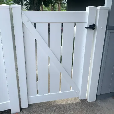 White Semi-Privacy Single Swing Gate for entrance