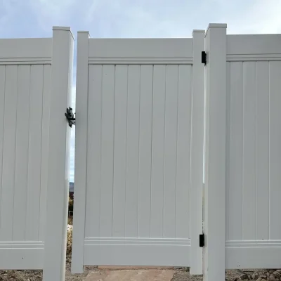 White Single Swing Vinyl Gate Application