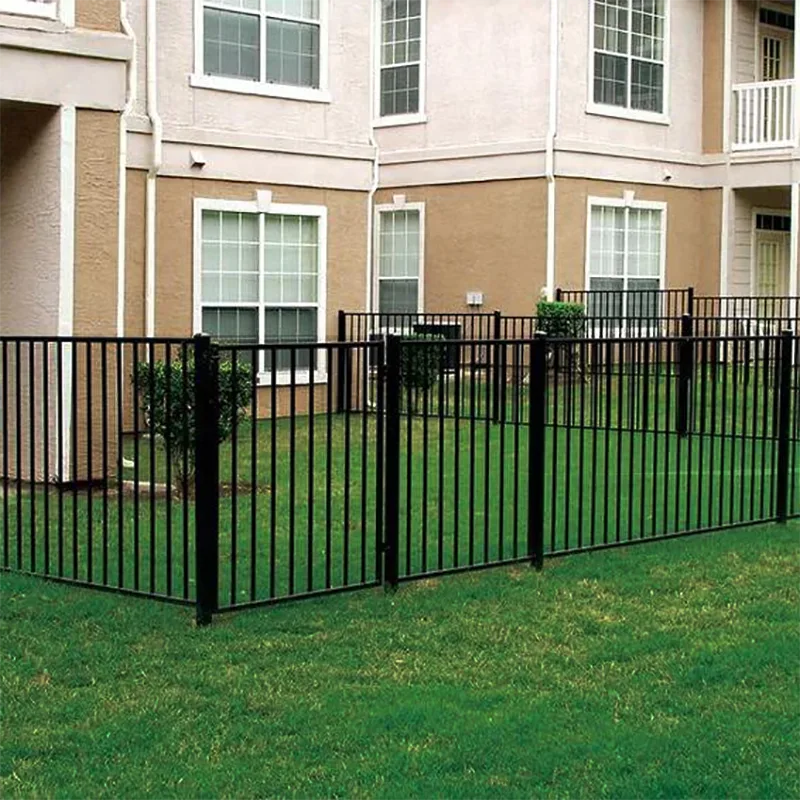 2 Rail Ornamental Steel Flat Top Fence Gate in Residential