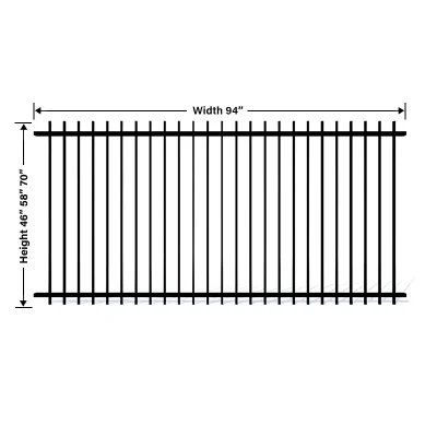 2 Rail Steel Extended Picket Fence Size