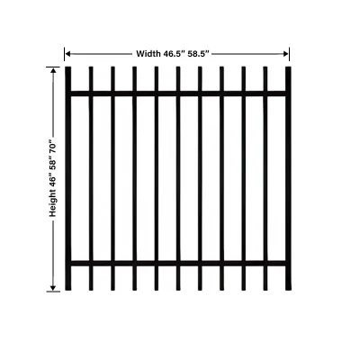 2 Rail Steel Extended Picket Gate Size