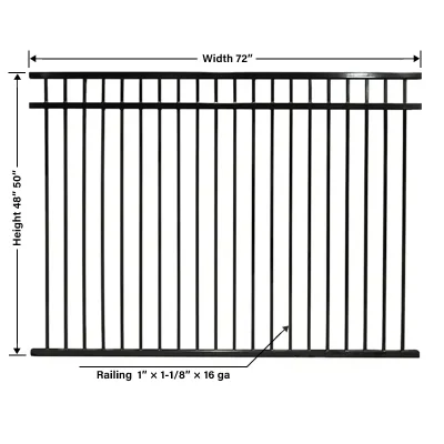 Black Powder Coated 3 Rail Flat Top Aluminum Fence