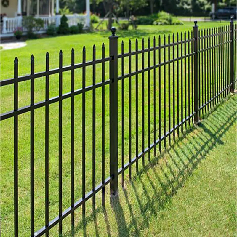 3 Rail Aluminum Press Point Fence in yard