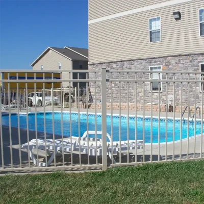 3 Rail Flat Top Aluminum Fence near pool