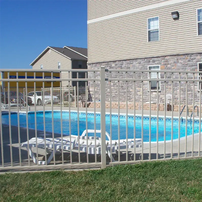 3 Rail Flat Top Aluminum Fence near pool