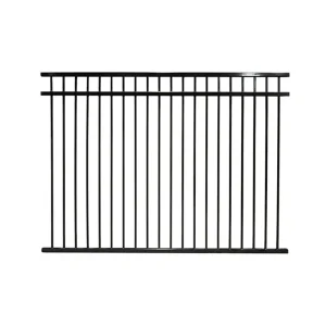3 Rails Black Flat Top Aluminum Fence