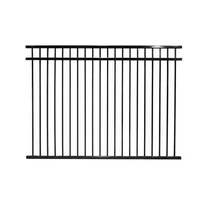3 Rails Black Flat Top Aluminum Fence