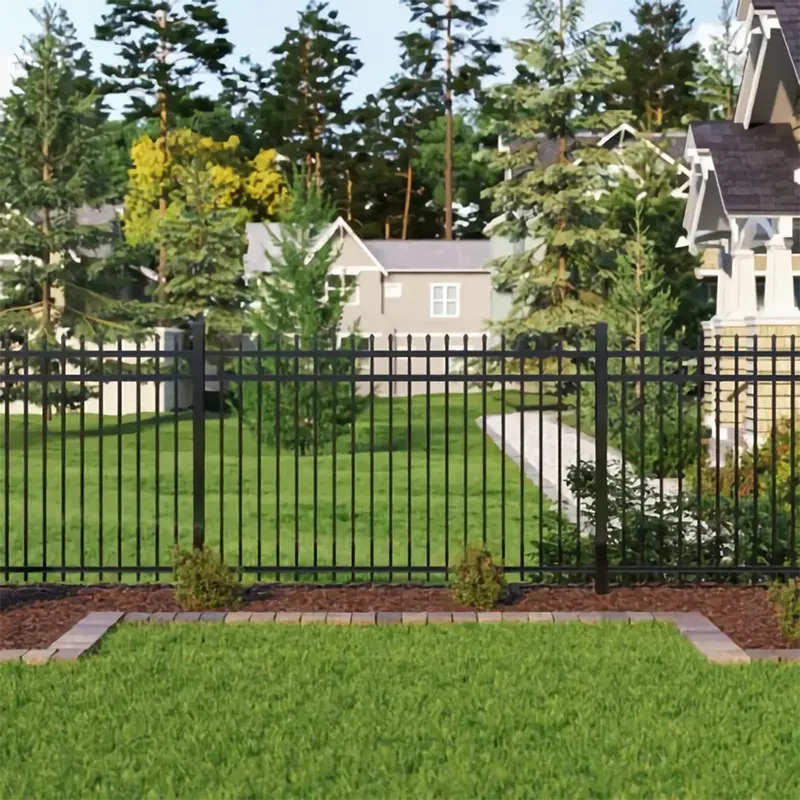 Aluminum 3 Rails Spear Top fence in yard