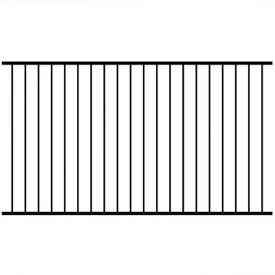 Black Powder Coated 2 Rail Flat Top Aluminum Fence