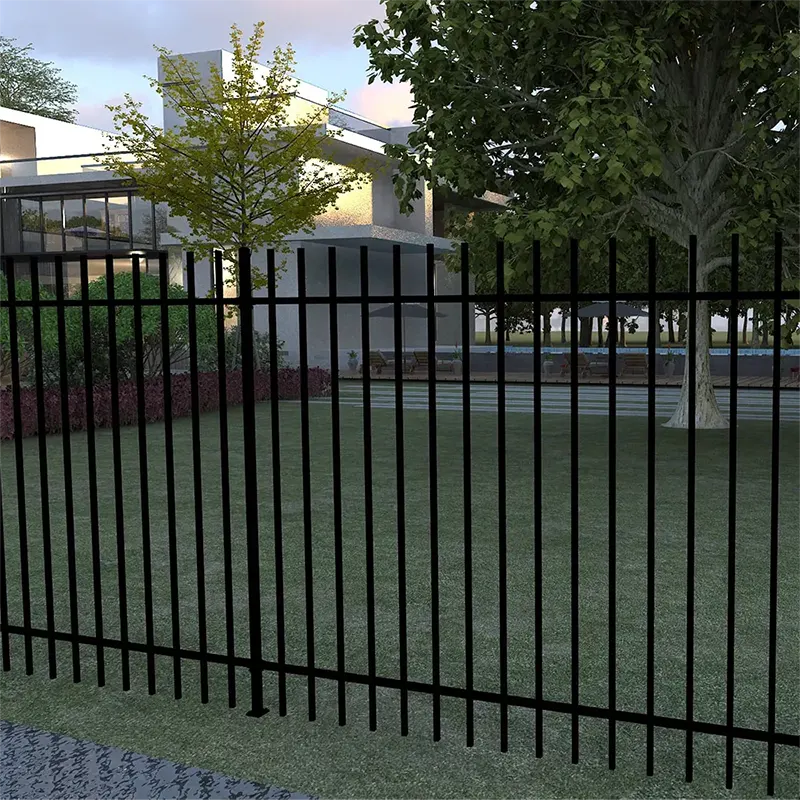 2 Rail Steel Extended Picket Fence Application