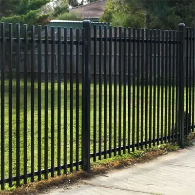 Black Powder Coated 2 Rail Steel Extended Picket Fence (2)