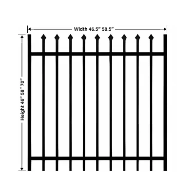 Black Powder Coated 2 Rail Steel Press Point Gate Size