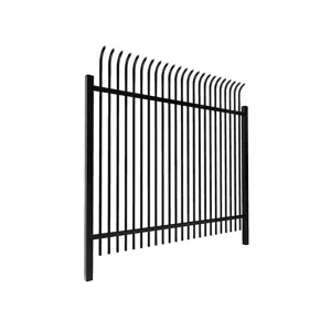 Black Powder Coated Steel Welded Commercial Curved Spear Top Fence
