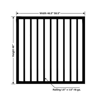 Black Powder Coated Steel Welded Commercial Flat Top Gate Size