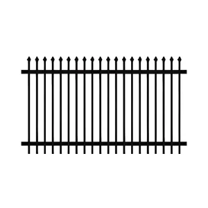 Black Powder Coated Steel Welded Commercial Spear Top Fence